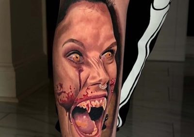 Scream Vampire Women color tattoo by Visual Impact Tattoo Gallery