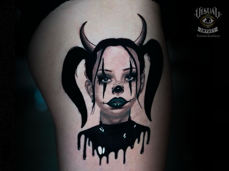 Vampire Woman color tattoo